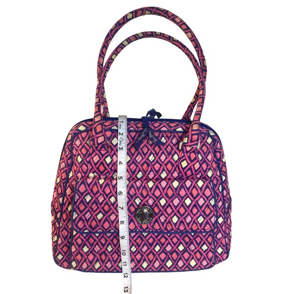 Vera Bradley Quilted “Katalina Pink Diamonds” Turn Lock Satchel Purse
